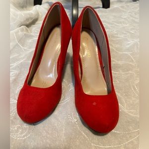 Red round toe heels